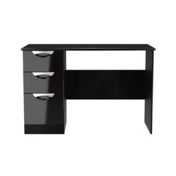 Holborn 3 Drawer Desk in Black Gloss & Black Matt (Ready Assembled) Black Black Gloss & Black Matt