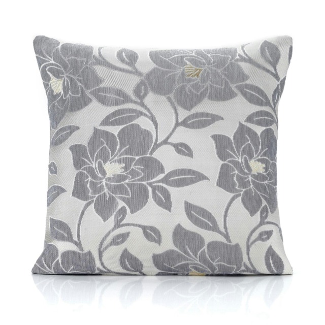 Peony Chenille 45cm x 45cm Silver Cushion Set of 4 Silver Cream 45cm x 45cm x 10cm 4