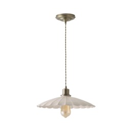 ValueLights Holborn Cream Scallop Pendant Ceiling Light & Bulb Cream