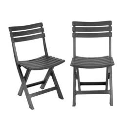 Collapsible Folding Garden Chair Set - Camping Patio Lounge Seat Grey 2