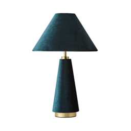 ValueLights Martha Conical Teal Velvet Table Lamp Blue