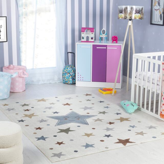 LIVABLISS Lillian-Kids Washable Rug 140 x 200 cm Beige Blue Orange Green