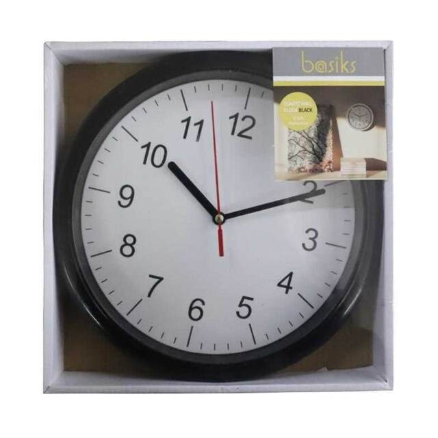 Basiks Quartz Wall Clock Black Black/White One Size 1