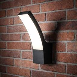 CGC Millie 12W Black Curved LED Outdoor Wall Light Diecast Aluminium Opal Diffuser 4000K IP54 Black Black Height: 24.3 cm Width: 8 cm Depth: 15.9 cm