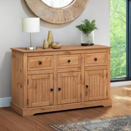 Mercers Furniture Country Antique 3 Door Sideboard Cabinet Cupboard Storage Dresser Solid Wood Pine Wooden