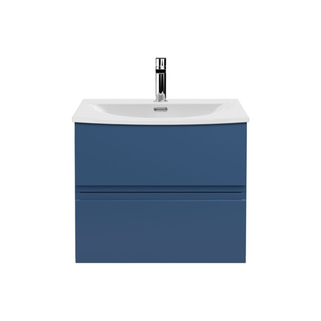 Balterley Mavesyn Contemporary 2 Drawer Wall Hung Vanity Unit with Curved Basin, Dark Blue, 600mm