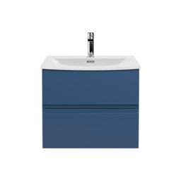 Balterley Mavesyn Contemporary 2 Drawer Wall Hung Vanity Unit with Curved Basin, Dark Blue, 600mm