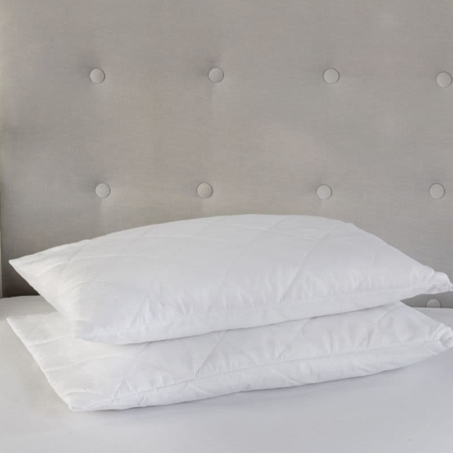 Quilted Pillow Protectors 2PK Soft Touch Microfibre Protector Zippered Closing White