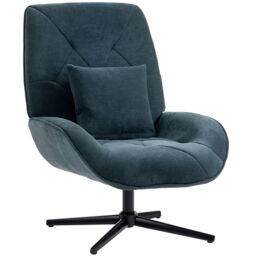 HOMCOM Swivel Accent Chair, Chenille Armchair with Lumbar Pillow, Dark Green Black
