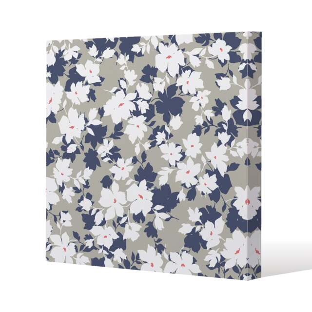 Grey, Purple & White Flowers (Canvas Print) / 61 x 61 x 4cm Multi
