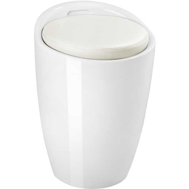 Bathroom Stool Stool Living Room Hall Ottoman Foot Rest Office Footstool Faux Leather Storage White white 36 x 36 x 51 cm 1