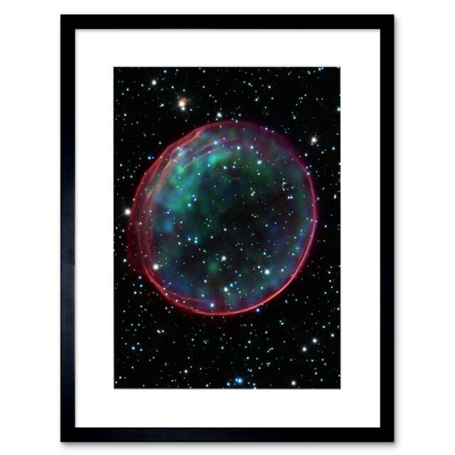 "NASA Hubble Supernova Remnant Bubble Optical X-Ray Composite 9x7"" Black Framed Wall Art Print"