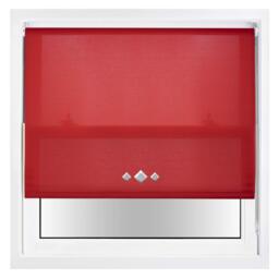 FURNISHED Daylight Trimmable Roller Blinds with Triple Diamond Eyelets and Metal Fittings Red Red (W) 170cm x (L) 165cm