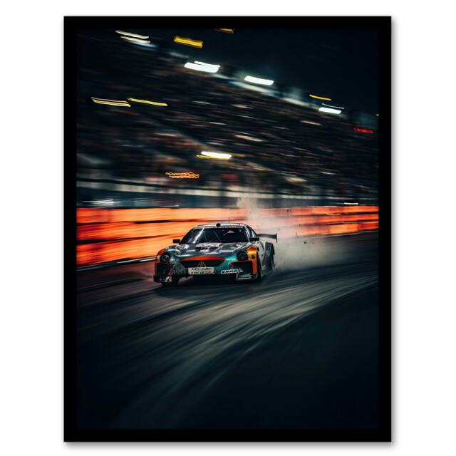 Sports Car Challenge Motorsport Racing Home Decor Black Framed Wall Art Print A4