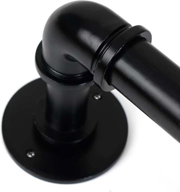 Lister Cartwright 25mm Obsidian Black Industrial Pipe Eyelet Fixed Curtain Pole Heavy Duty Metal Curtain Rod(120 cm)