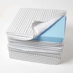 Homescapes Grey Stripe Quilted Cotton 3 Seater Orthopaedic Booster Cushion Cover Grey Grey 150 x 50 x 10 cm