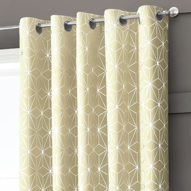 Velosso Moreno Thermal Blackout Ready Made Eyelet Curtains - 117cm x 137cm Cream