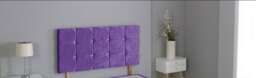 "Crushed Velvet Purple Cube Headboard Purple 5FT King 20""inch Headboard"