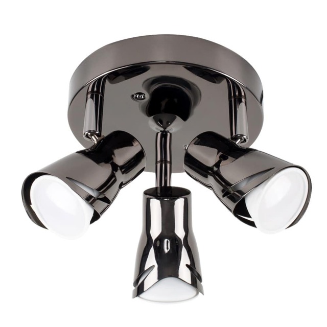 ValueLights Sleek Black Chrome 3 Way Sleek Round Adjustable Ceiling Spotlight