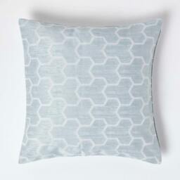 Homescapes Geometric Blue Jacquard Cushion Cover - 45 x 45 cm Blue Blue 45 x 45 cm
