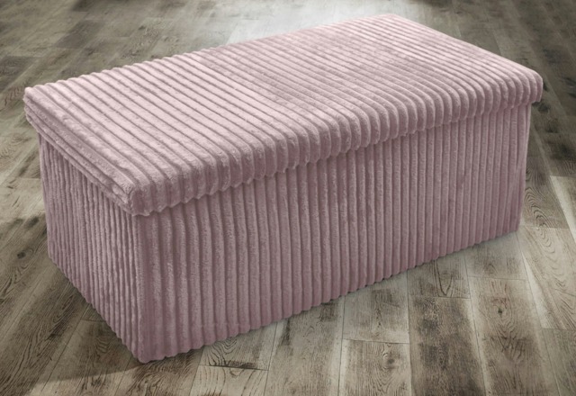 Home Republic Corduroy Storage Ottoman - 76cm x 38cm Foldable Pink