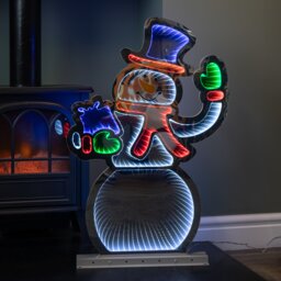 76cm Infinity Light up Standing Snowman Christmas Decoration with Multi-Coloured LEDs on Metal Base