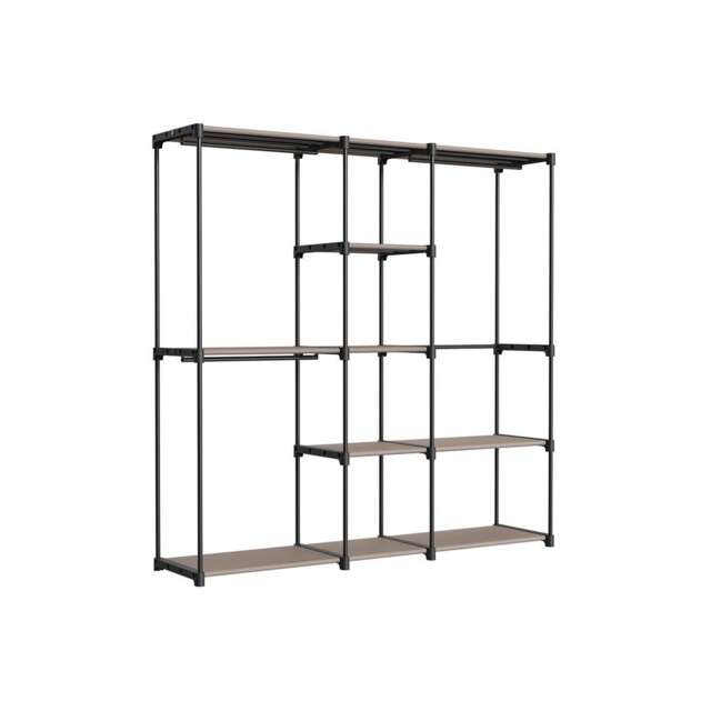 Metal Clothes Rail Open Wardrobe With Storage Shelves Taupe