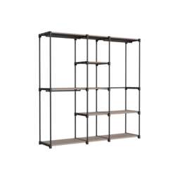 Metal Clothes Rail Open Wardrobe With Storage Shelves Taupe