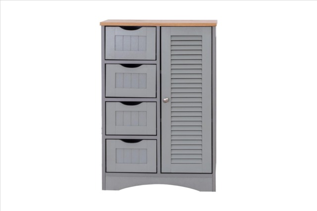 Bathroom Freestanding Cabinet Grey with Oak top
