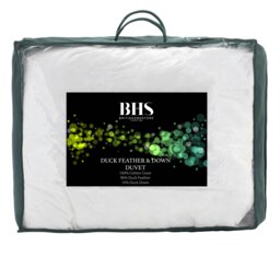BHS All Natural 13.5 Tog Duck Feather and Down Single Duvet, White Multi
