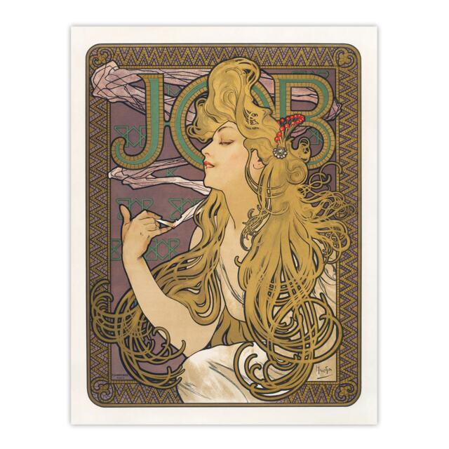 "Job Paper Vintage French Advert Art Nouveau Wall Art Print Mucha 24x32"""
