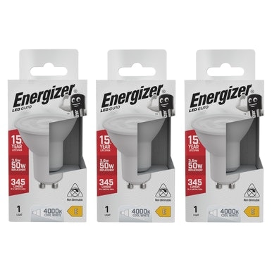 Energizer LED GU10 345lm 3.6W 4000K (Cool White) Light Bulb - Pack of 3