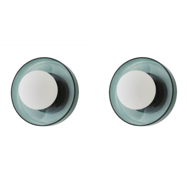 ValueLights Newbury Pair Jade Glass Globe IP44 Bathroom Wall Lights Green