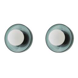 ValueLights Newbury Pair Jade Glass Globe IP44 Bathroom Wall Lights Green