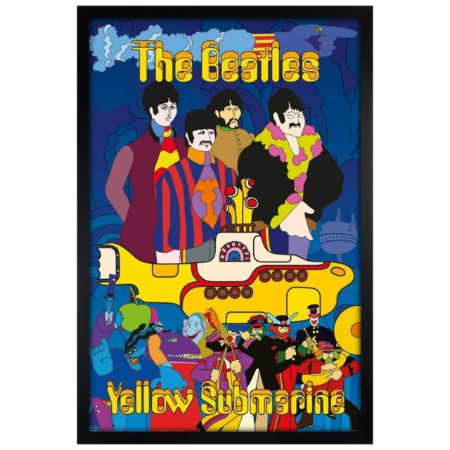 Black Wooden Framed The Beatles Yellow Submarine Maxi Poster Multi