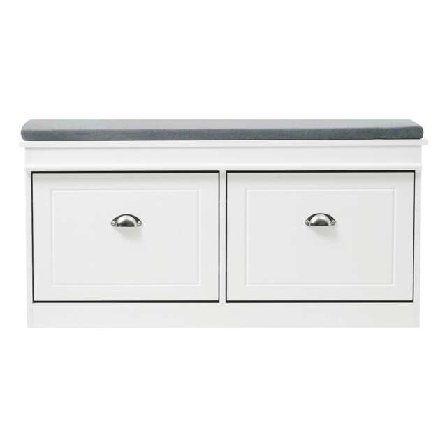 Living and Home Flip Down Shoe Bench Cabinet White
