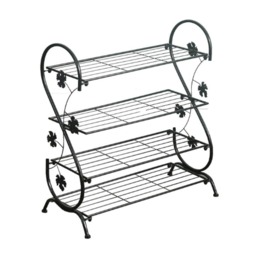 Living and Home 4 Tier Metal Shoe Rack- Black