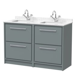 Balterley Framed Design Floor Standing 4 Drawer Vanity with Marble Worktop Basin Grey Monument Grey 878 x 1220 x 470mm