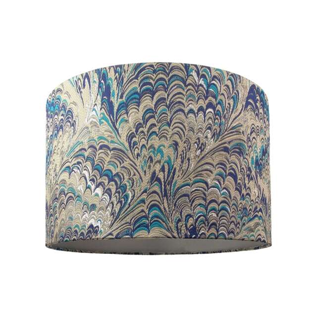 Contemporary and Vivid Peacock Print 25cm Table/Pendant Lampshade in Soft Cotton Multi Multi-Colour 1