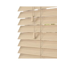 100cm Natural Oak Faux Wood Venetian Blinds with String (120cm Drop) Brown Brown