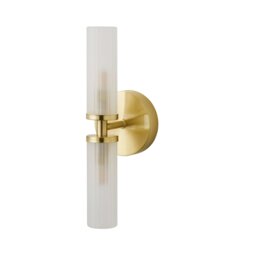 ValueLights Canya Gold 2 Way IP44 Frosted Glass Wall Light & Bulbs Gold