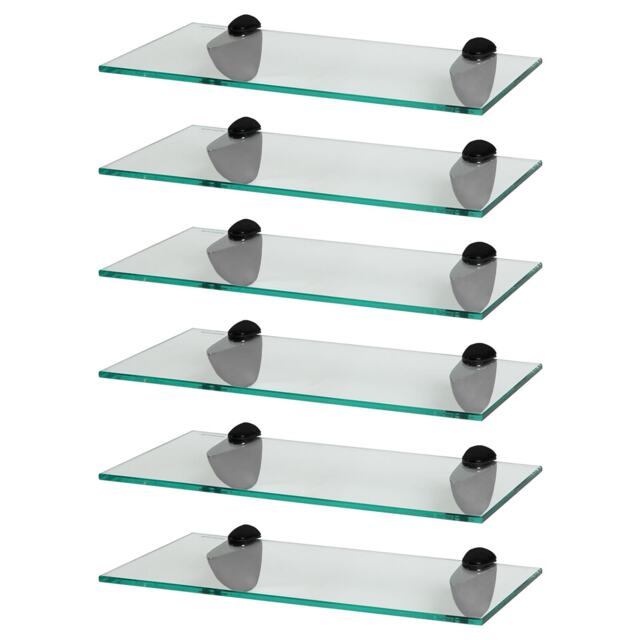 Harbour Housewares Floating Glass Shelf - 40cm - Metallic Brackets - Bathroom Shower Storage Vanity Display Unit Shelf Black Black 6
