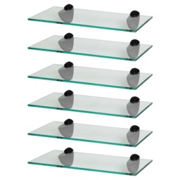 Harbour Housewares Floating Glass Bathroom Shelves - 40Cm - Clear/black - Pack Of 6 Black