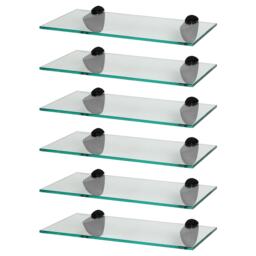 Harbour Housewares Floating Glass Shelf - 40cm - Metallic Brackets - Bathroom Shower Storage Vanity Display Unit Shelf Black Black 6