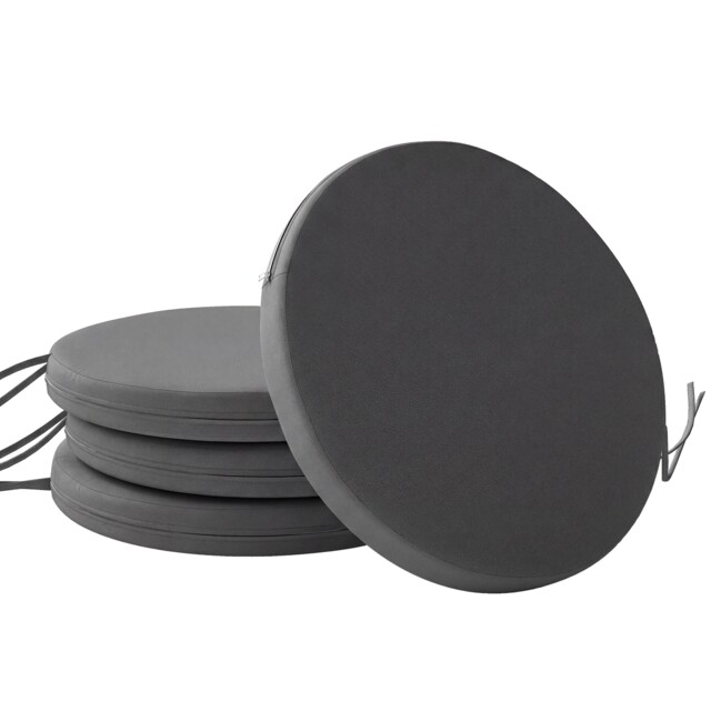 Outsunny Bistro Chair Cushions, Chair Pads Set of 4 Grey Dark Grey 41 x 41 x 5 cm