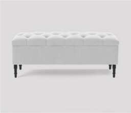 120cm Swiss Chesterfield Ottoman Storage Bench- Plush Velvet Shoe Bench - White Upholstery Footstool with Storage