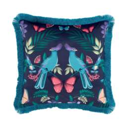 Catherine Lansfield Mya Tropical Birds Cushion Blue Navy Blue 45x45cm