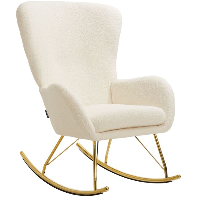 Rocking Chair Swing - armchair with steel runners and thick padding Cream cream/gold One Size 1