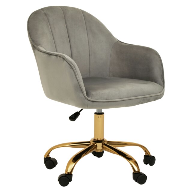 Orsina Brent Grey Velvet And Gold Home Office Chair