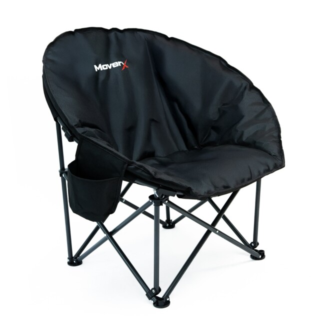 Lightweight Moon Camping Chair - Capacity 150kg, Black
